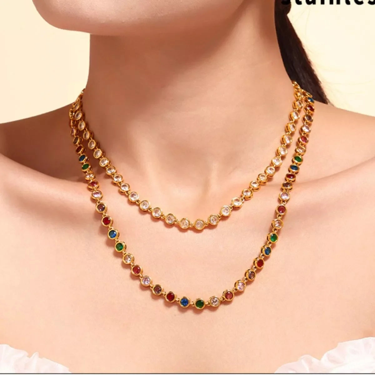 Gold-Plated Zircon Necklace Lightweight Delicate - Southern Shores Clothing