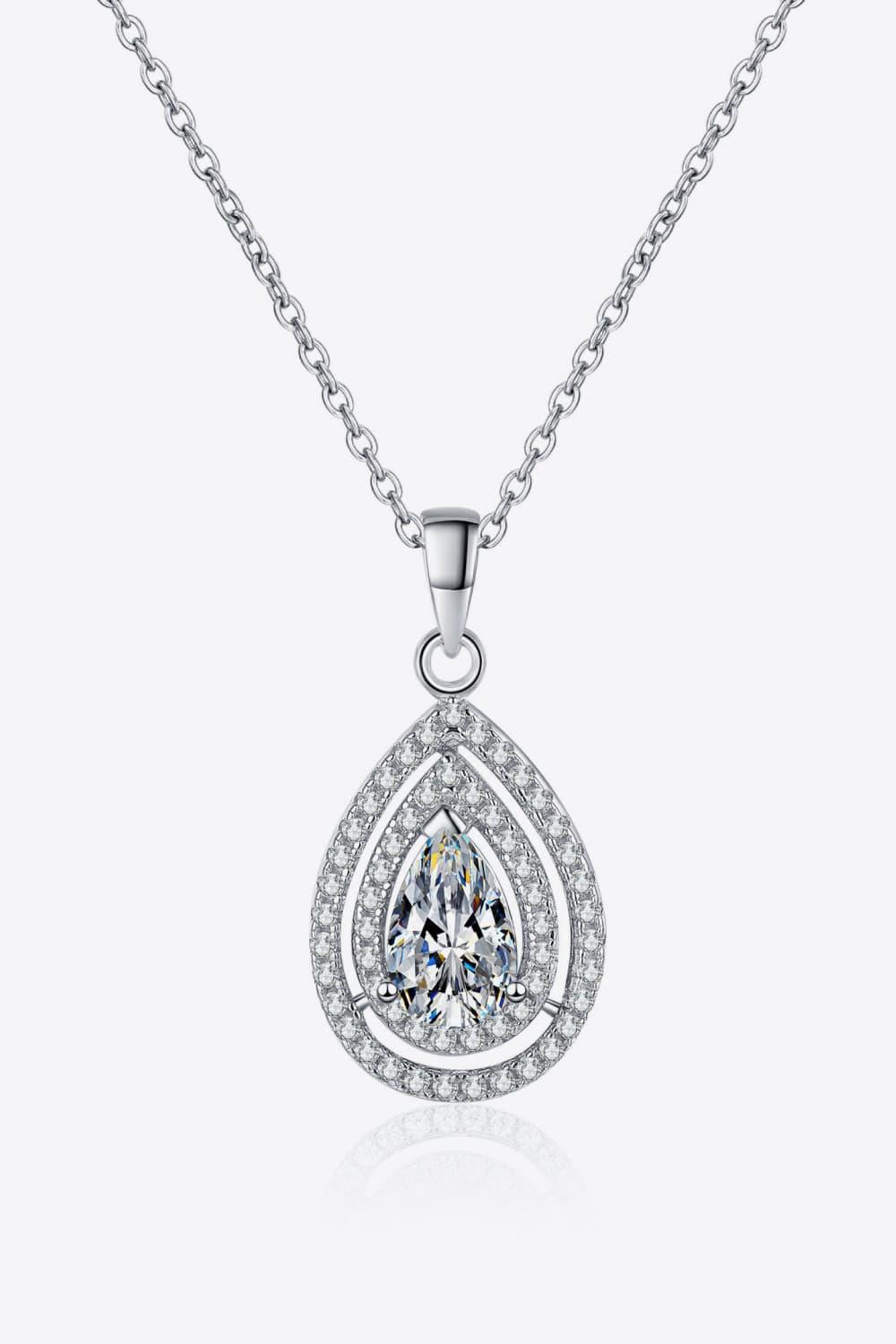 Moissanite Teardrop Pendant Necklace In Sterling Silver - Southern Shores Clothing