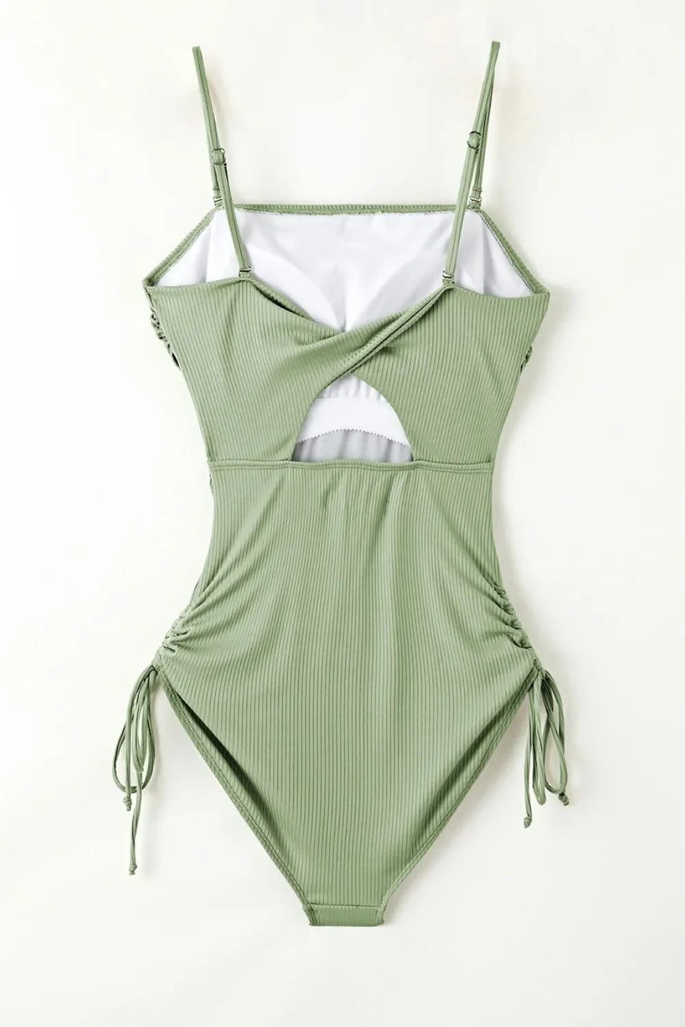 Ribbed Drawstring Cutout One Piece Swimsuit - Southern Shores Clothing