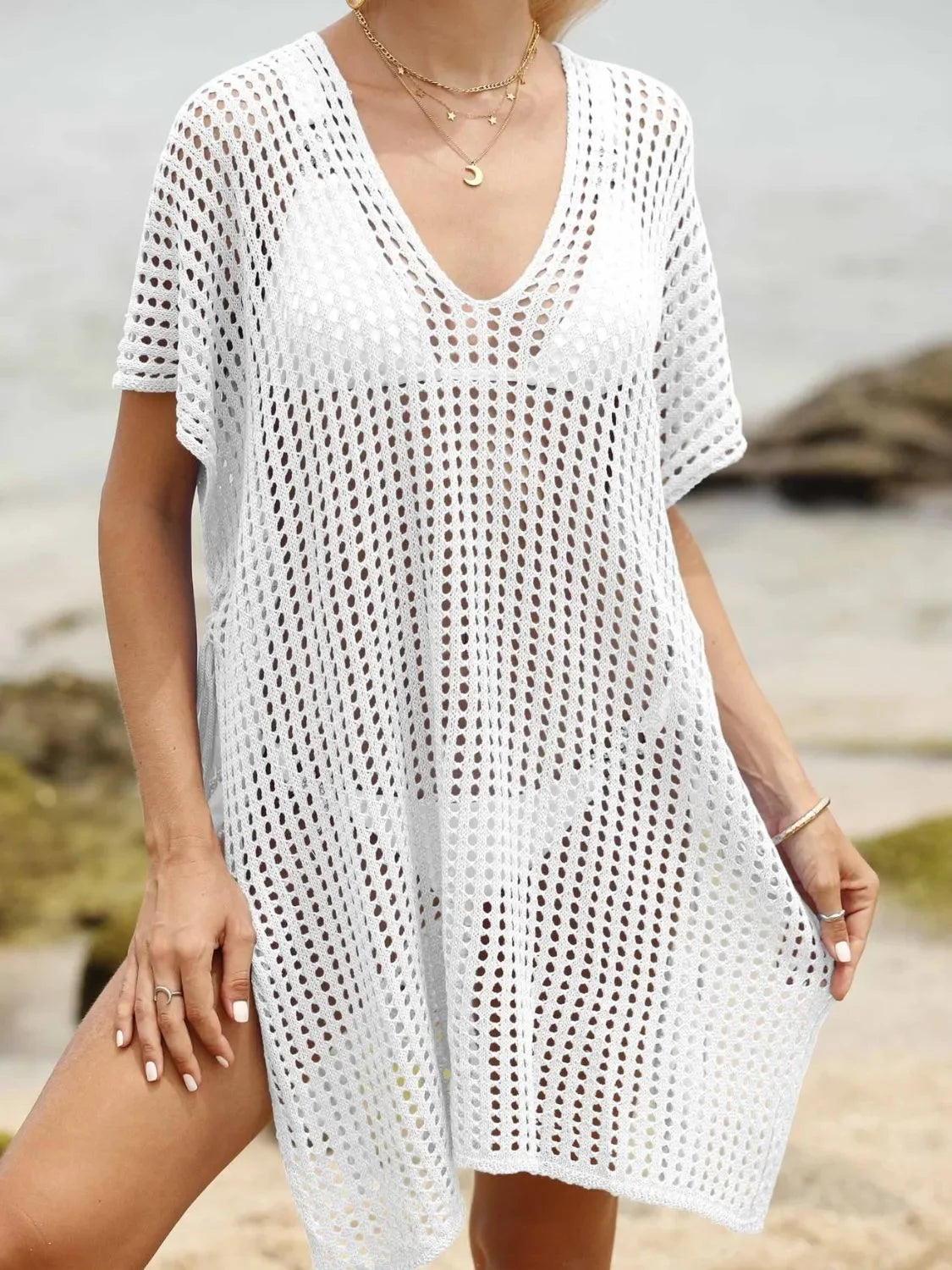 V-Neck Side Tied Swimwear Cover-Up One Size - Southern Shores Clothing