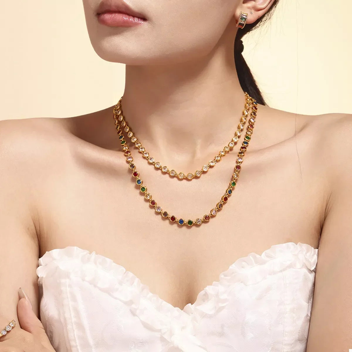 Gold-Plated Zircon Necklace Lightweight Delicate - Southern Shores Clothing