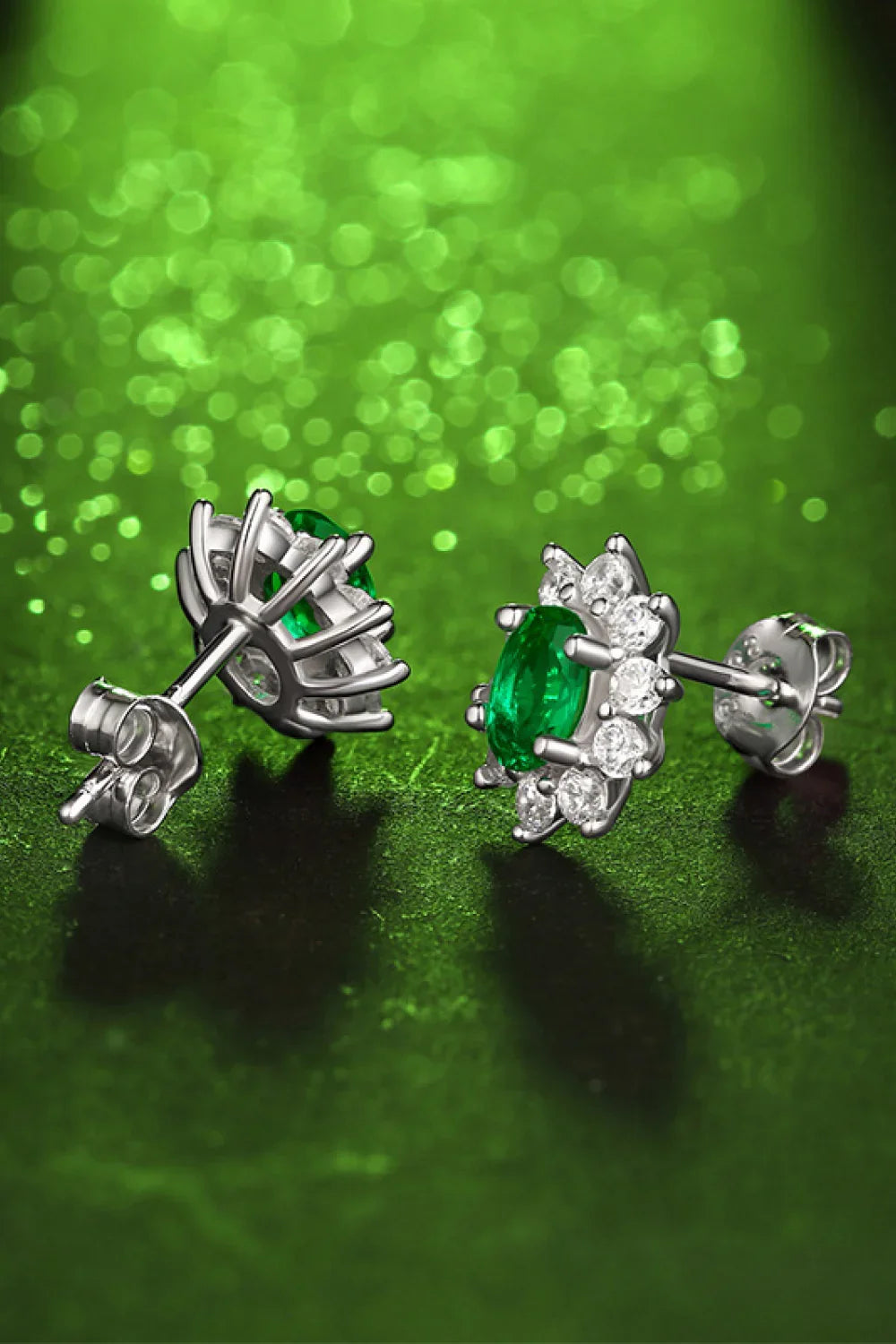 1 Carat Lab-Grown Emerald Sterling Silver Stud Earrings - Southern Shores Clothing