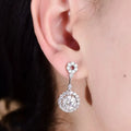 4 Carat Moissanite Halo Drop Earrings Sterling Silver - Southern Shores Clothing