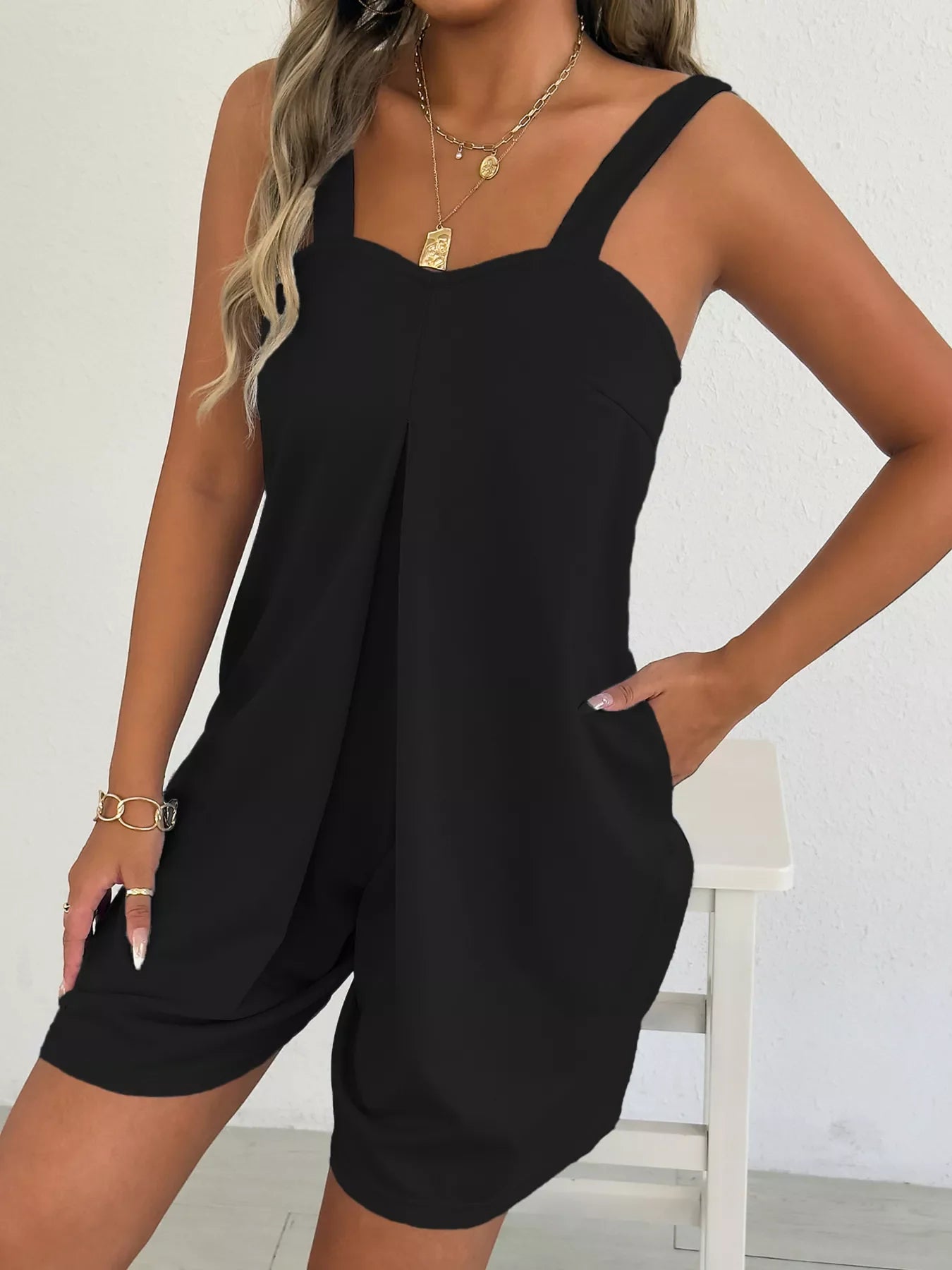 Sleeveless Romper With Side Pockets Versatile - Southern Shores Clothing