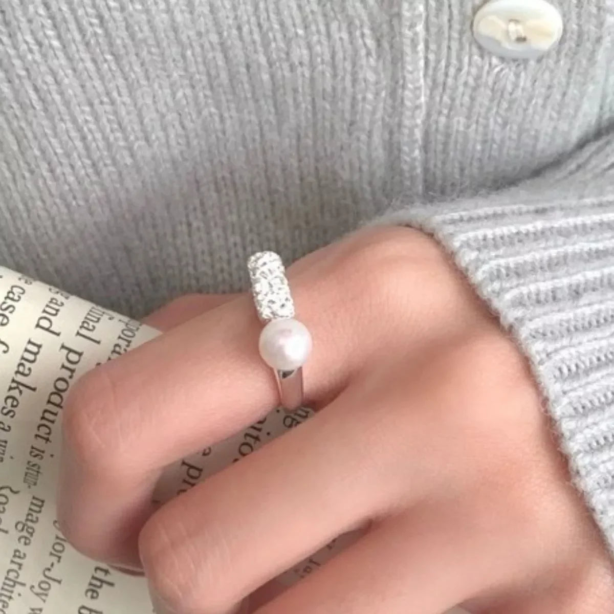 Freshwater Pearl Sterling Silver Open Ring - Southern Shores Clothing