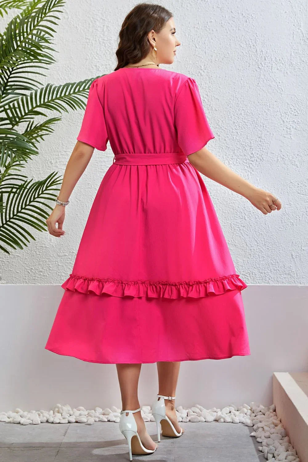 Honey Belted Frill Trim Flutter Sleeve Dress - Southern Shores Clothing