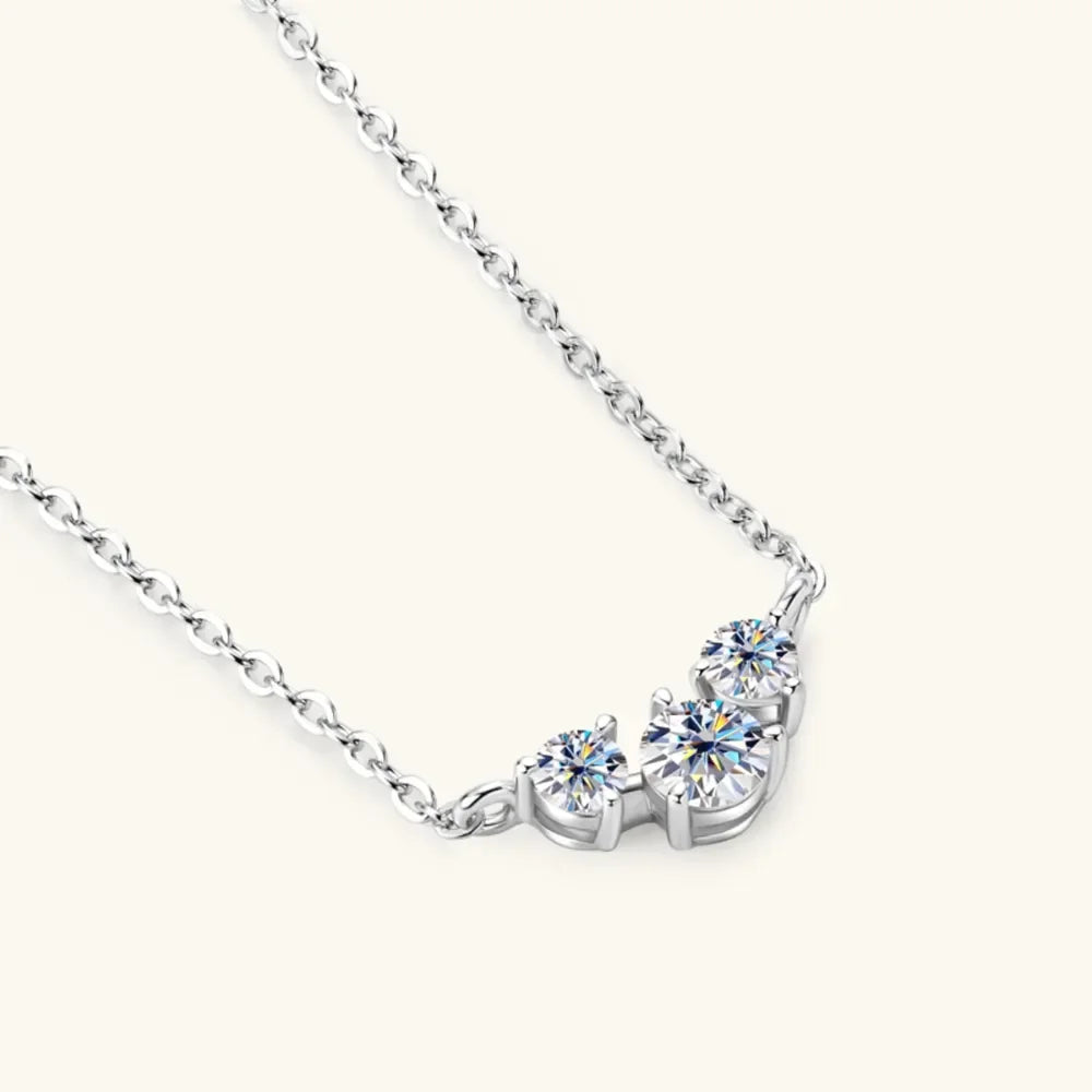 Sterling Silver Inlaid Moissanite Necklace For Everyday Wear - Southern Shores Clothing