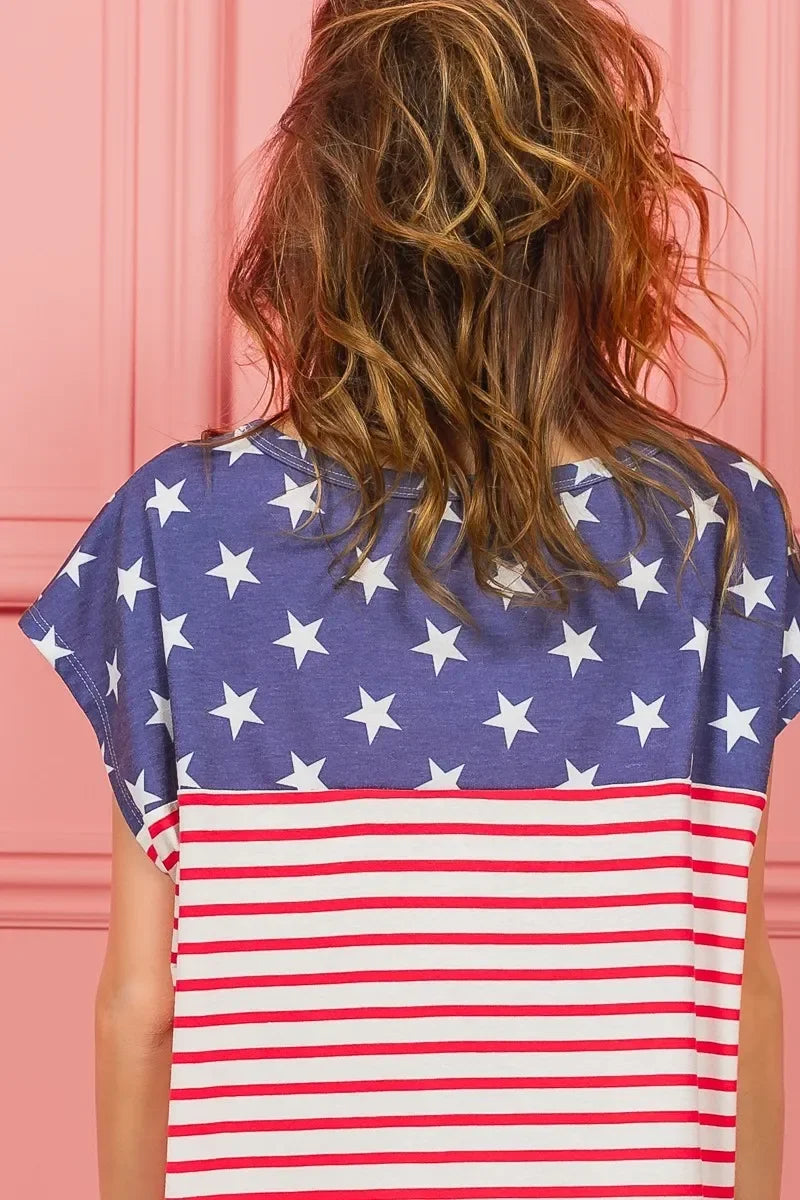 Star Printed Stripe Combo T Shirt Cotton Jersey - Southern Shores Clothing