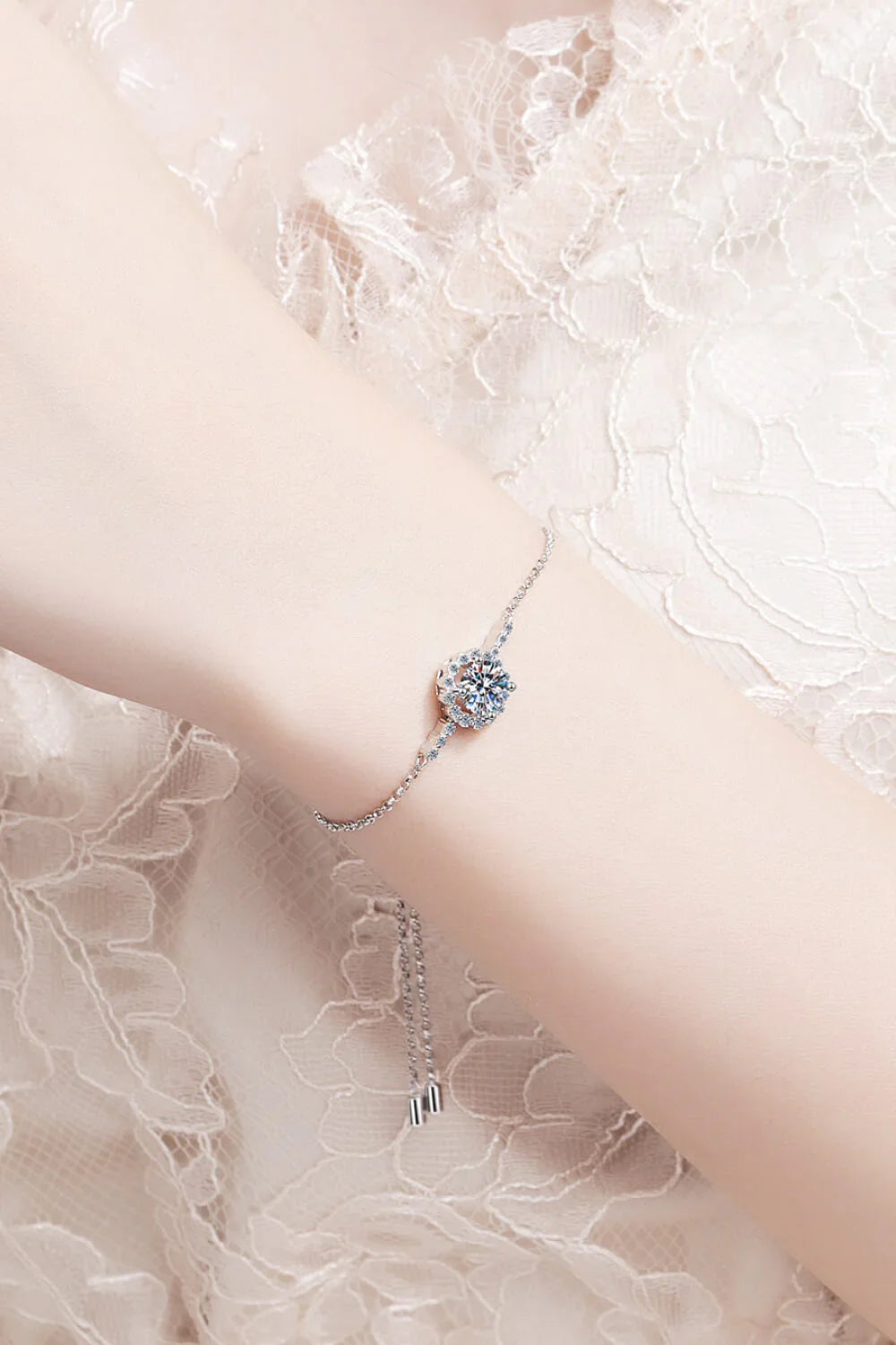 1 Carat Moissanite Sterling Silver Chain Bracelet - Southern Shores Clothing