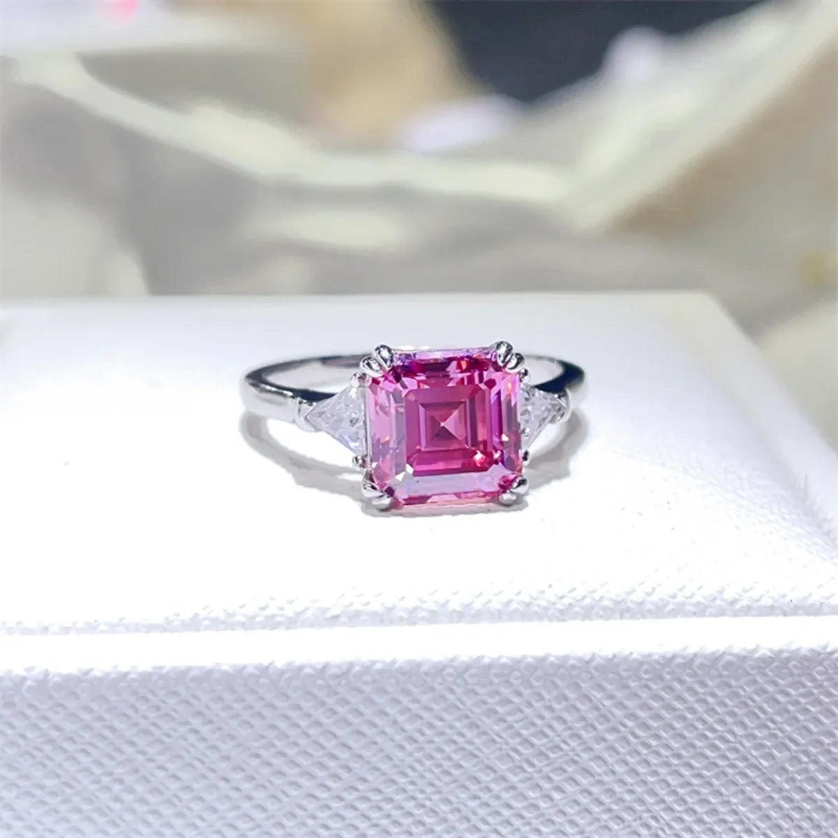 Platinum Plated 3 Carat Moissanite Ring Brilliance