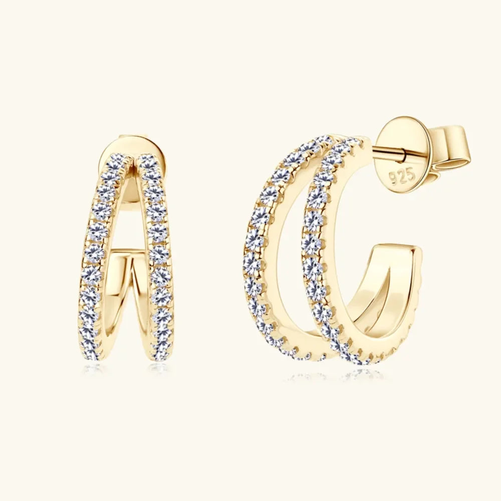 Moissanite Sterling Silver C-Hoop Earrings - Southern Shores Clothing