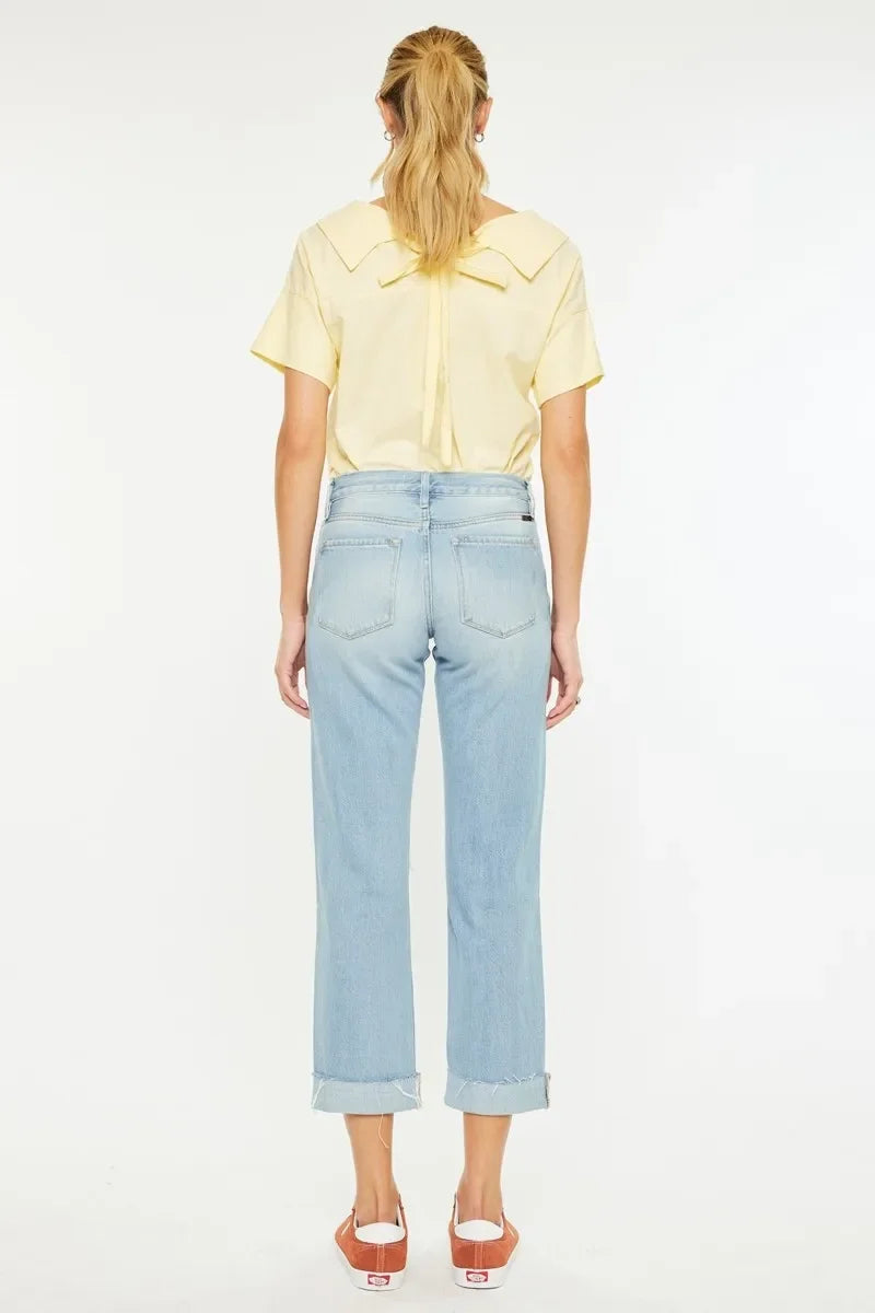 Coastal Distressed Mid Rise Relaxed Boyfriend Jeans