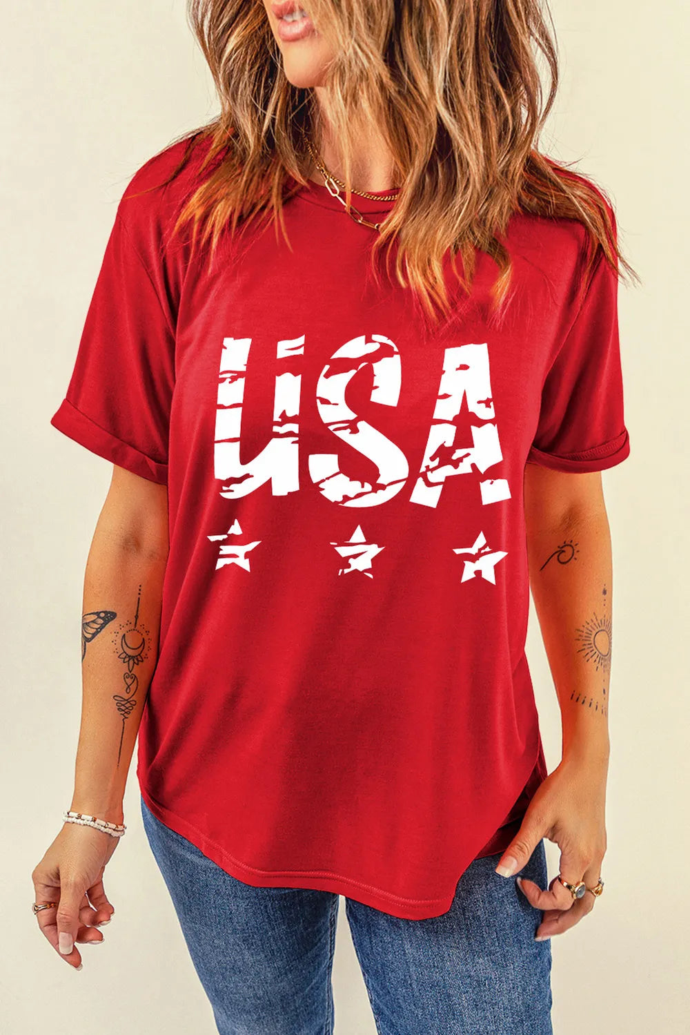 Women's SYNZ USA Round Neck Short Sleeve T-Shirt