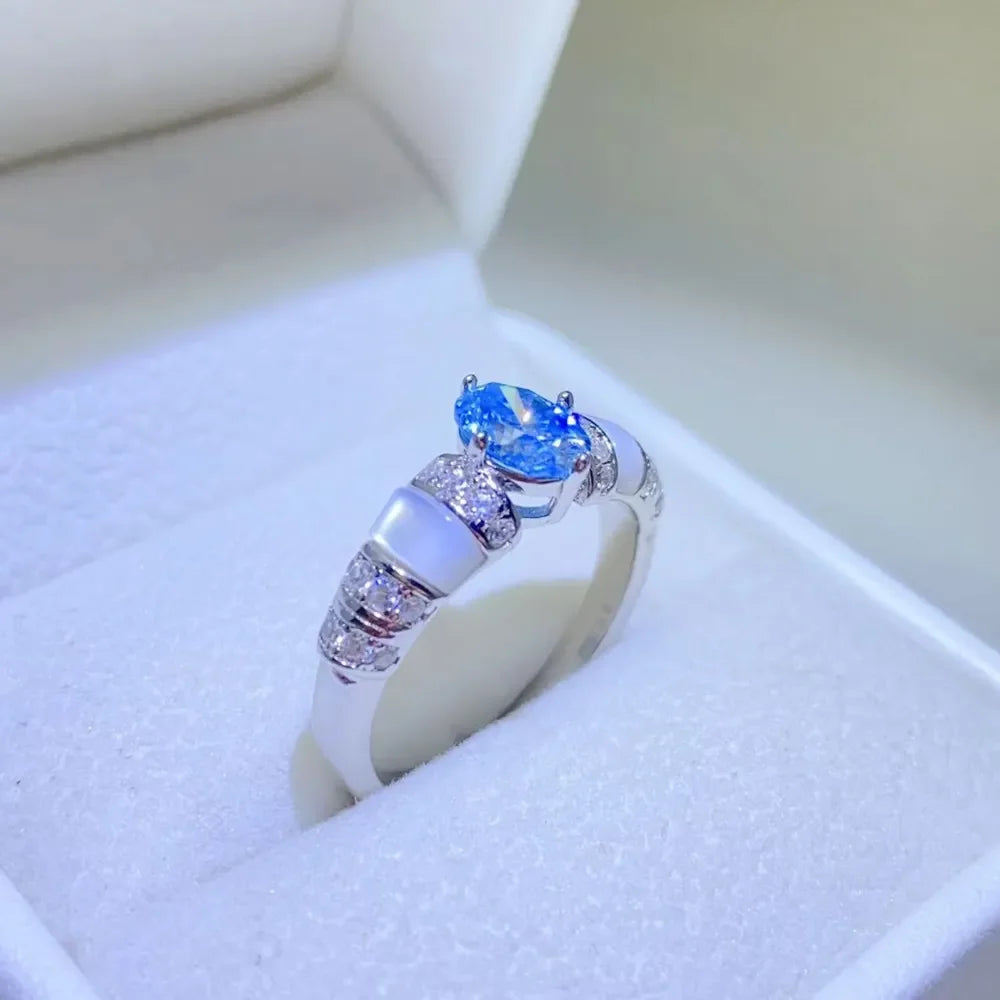 1 Carat Moissanite Sterling Silver Ring With Zircon Accents - Southern Shores Clothing