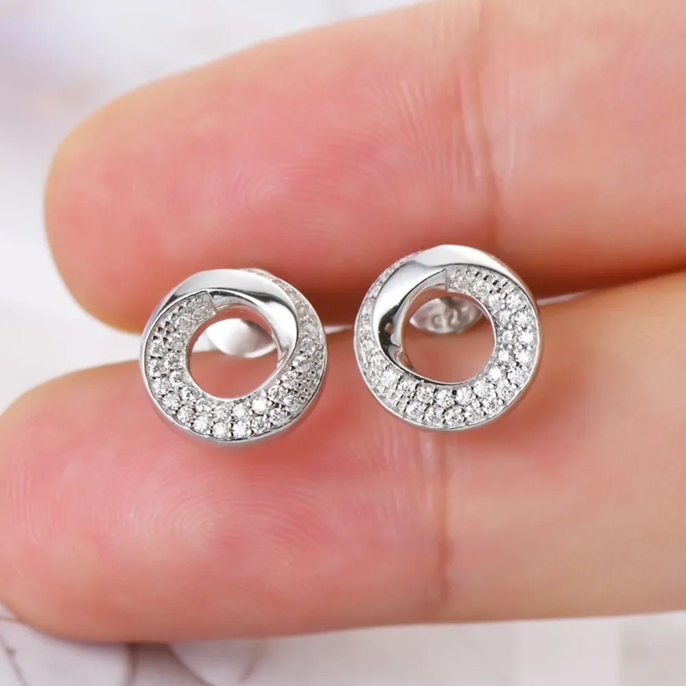 Sterling Silver Inlaid Moissanite Earrings - Southern Shores Clothing