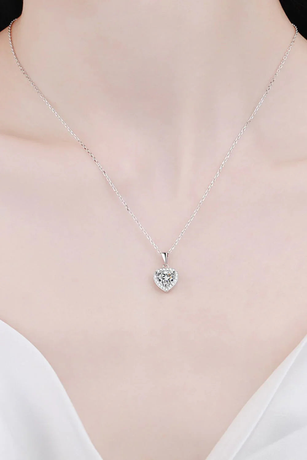 1 Carat Moissanite Heart Necklace in Sterling Silver - Southern Shores Clothing