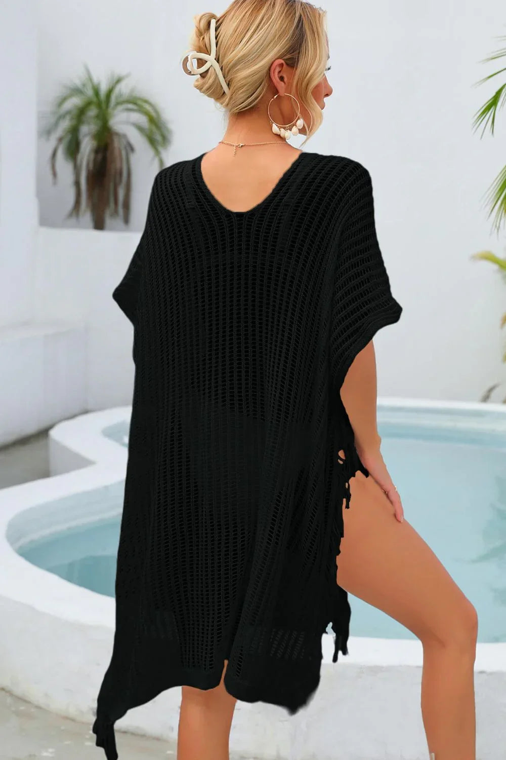 Angel Wings Fringe Trim Openwork Cover Up One Size - Southern Shores Clothing