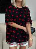 Oversized Heart Print T Shirt For Everyday Wear - Southern Shores Clothing
