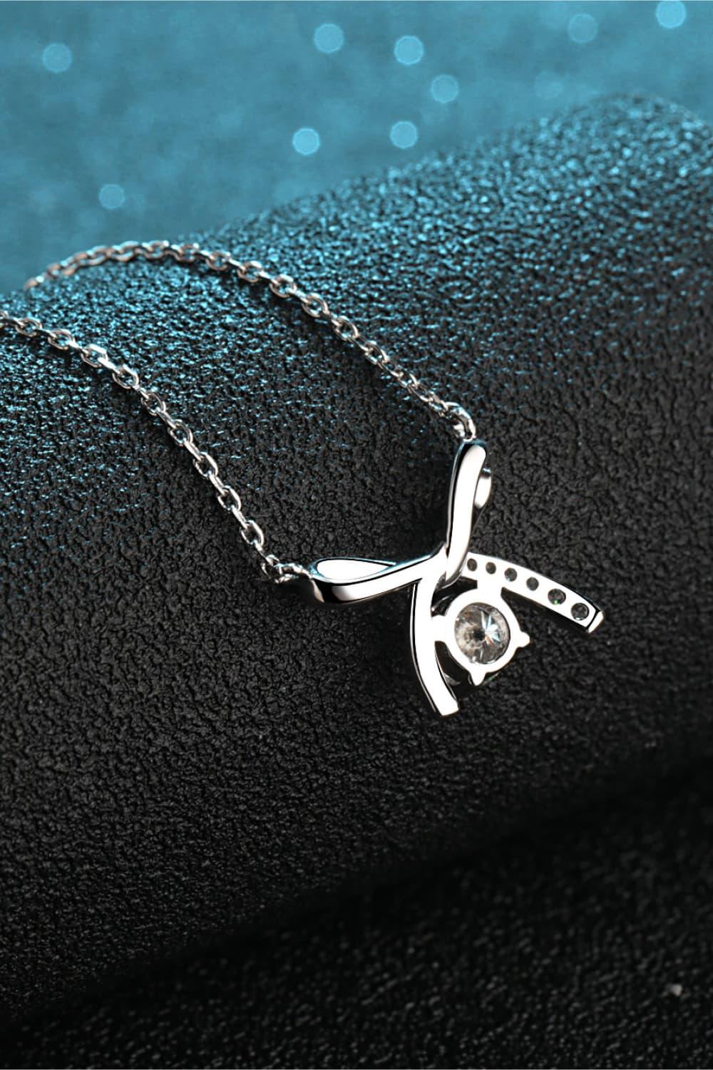 Rhodium-Plated Moissanite Sterling Silver Necklace - Southern Shores Clothing