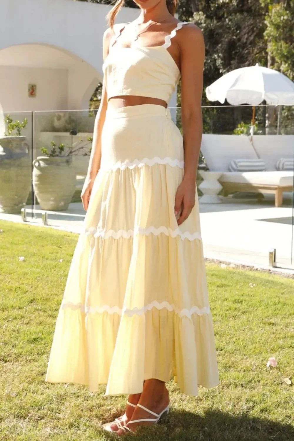 Contrast Trim Cami and Maxi Skirt Set - Southern Shores Clothing