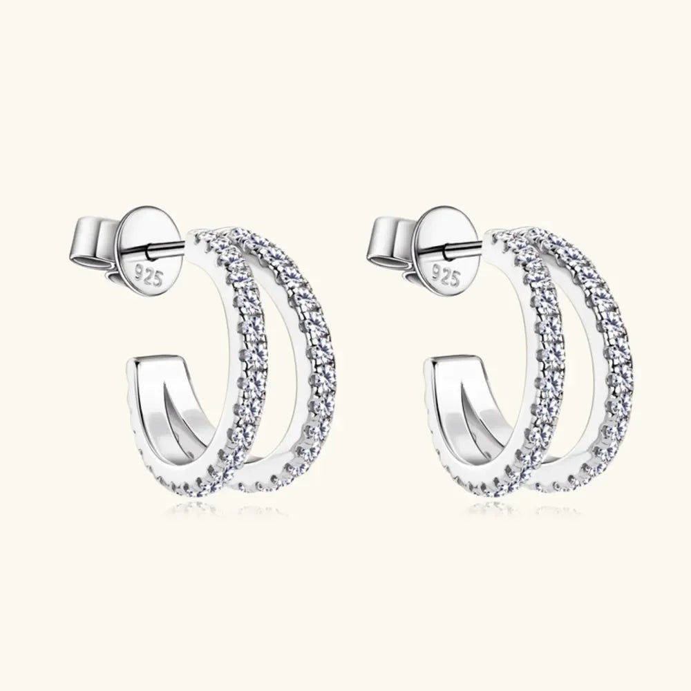 Moissanite Sterling Silver C-Hoop Earrings - Southern Shores Clothing