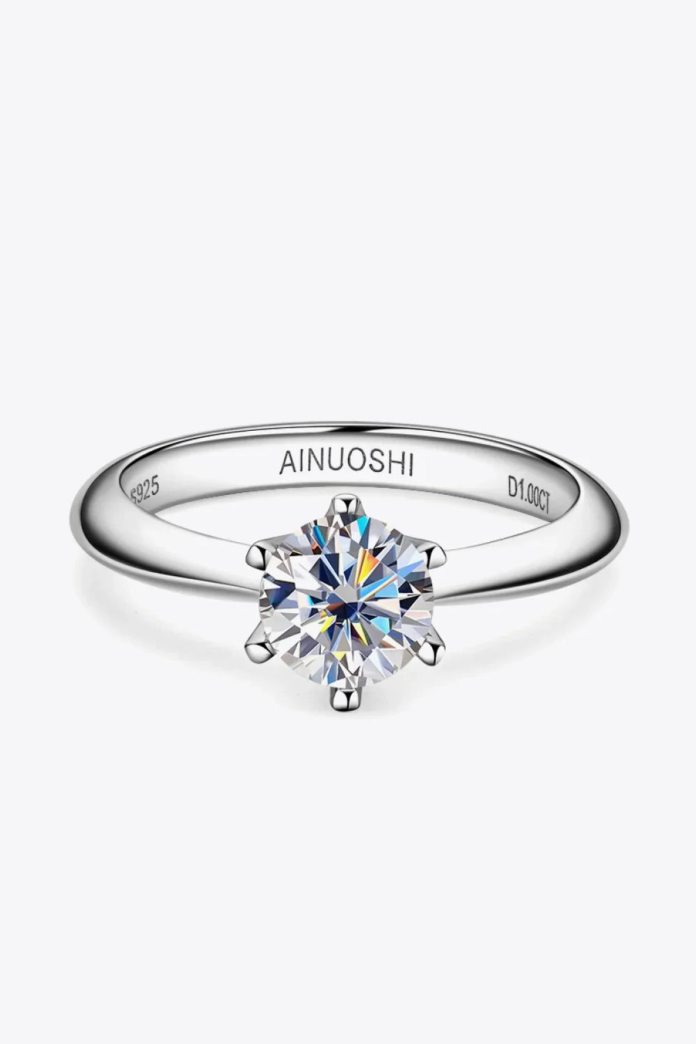 Minimalist 1 Carat Moissanite Ring Platinum Plated - Southern Shores Clothing