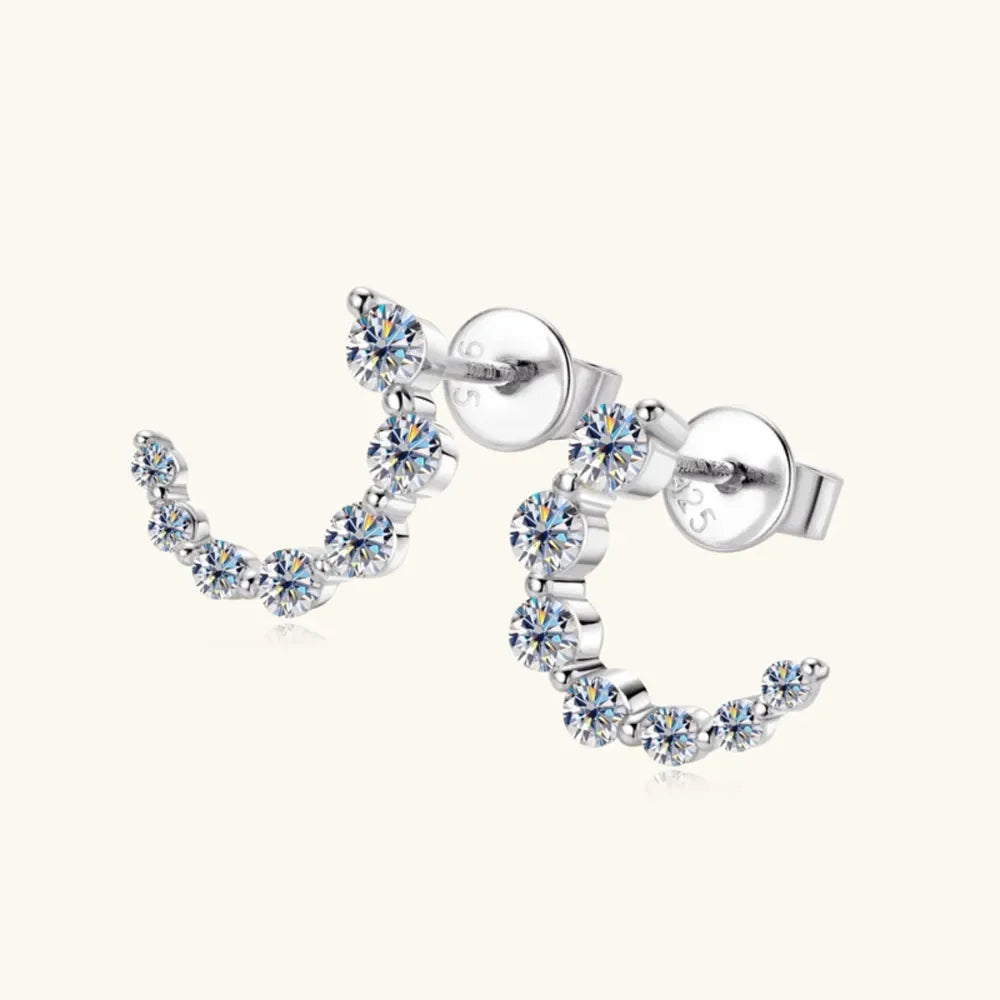 Sterling Silver Inlaid Moissanite Stud Earrings - Southern Shores Clothing