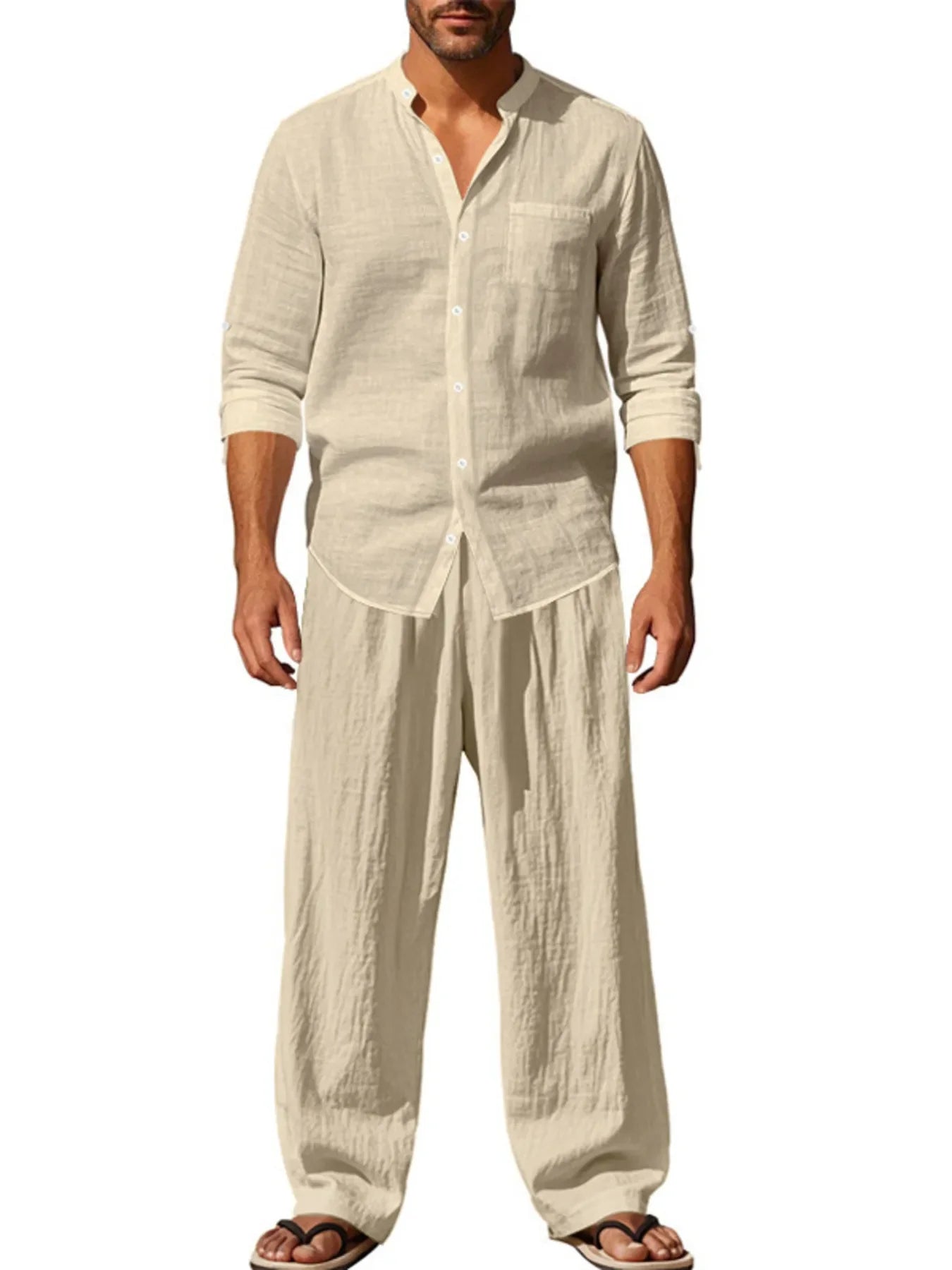 Men's Full Size Button Up Shirt and Pants Set Plus Size - Southern Shores Clothing