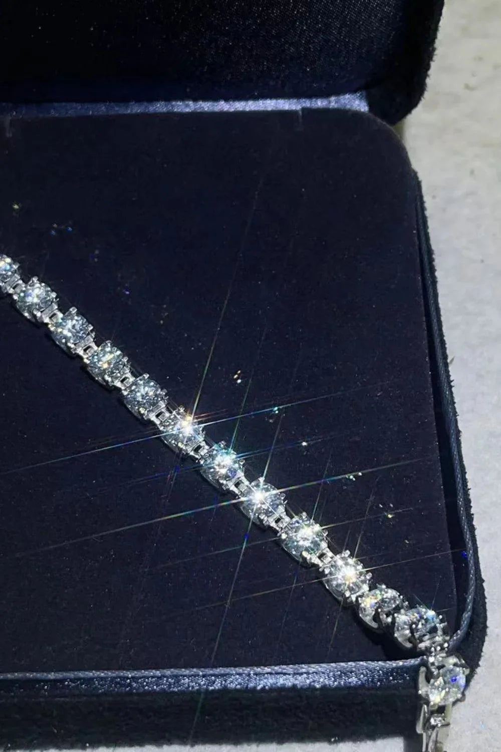 Moissanite Platinum-Plated Bracelet In Sterling Silver - Southern Shores Clothing