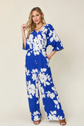 Printed Tie-Back Wide-Leg Jumpsuit With Tie Detail