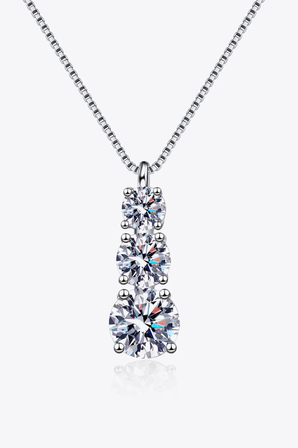 Moissanite Triple-Pendant Necklace In Sterling Silver - Southern Shores Clothing