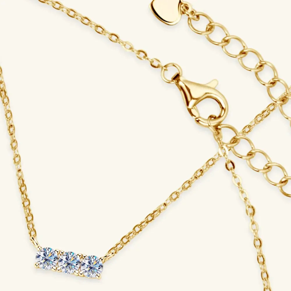 Moissanite Necklace In Sterling Silver With 18K Plating