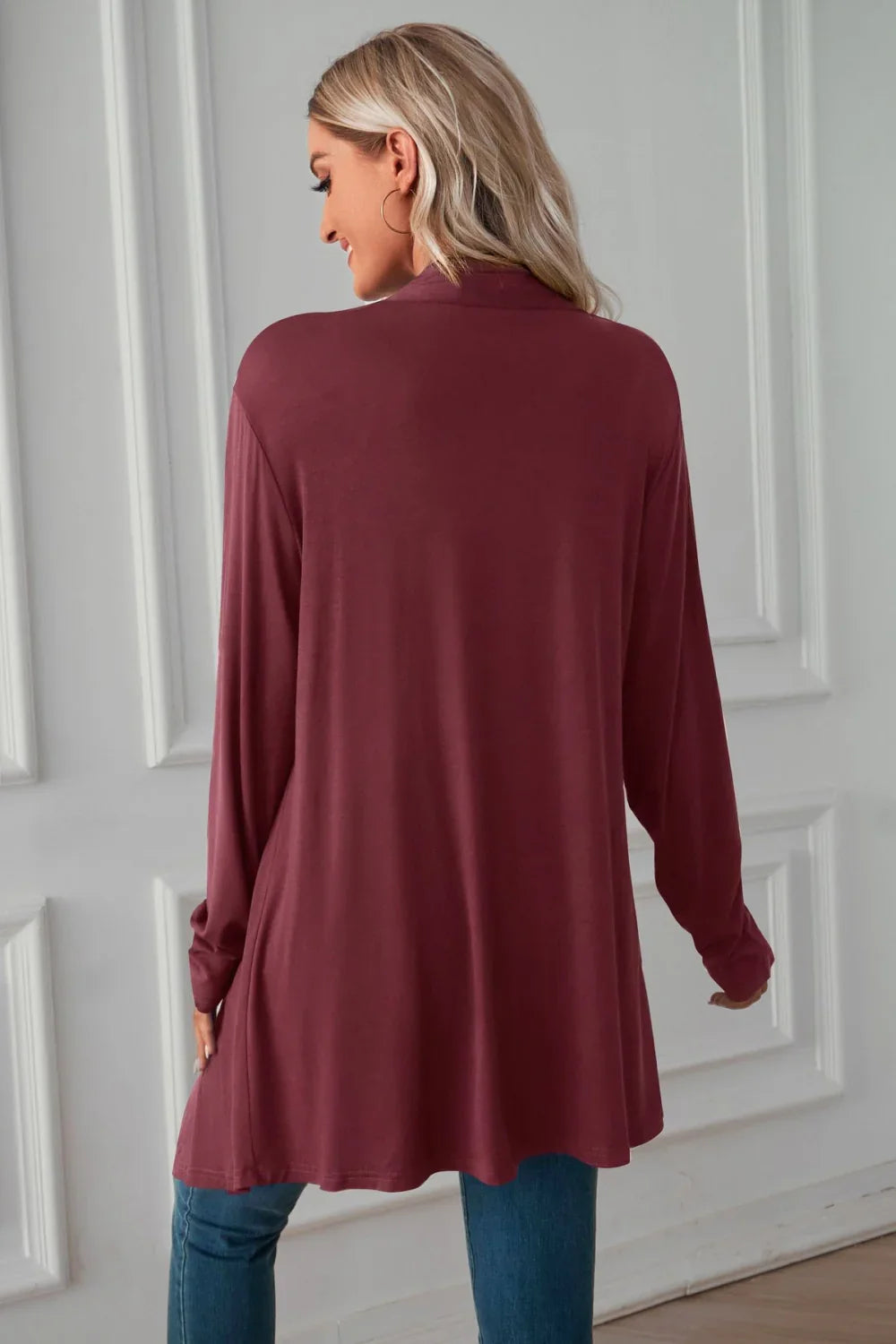 Open Front Long Sleeve Cardigan Solid Knit Casual - Southern Shores Clothing
