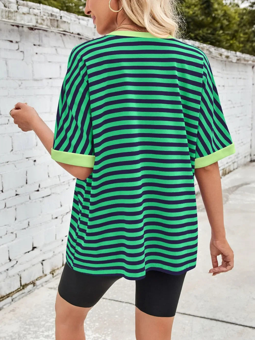 Lovelet Striped Round Neck Half Sleeve T-Shirt - Southern Shores Clothing