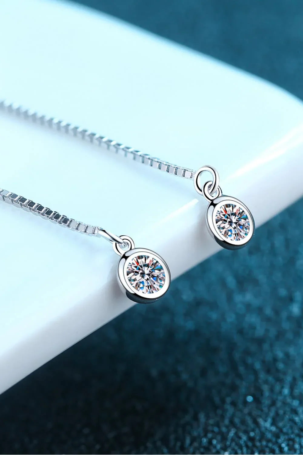 Minimalist Moissanite Sterling Silver Threader Earrings - Southern Shores Clothing