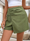 Ruched High Rise Shorts With Back Zipper Polyester - Southern Shores Clothing