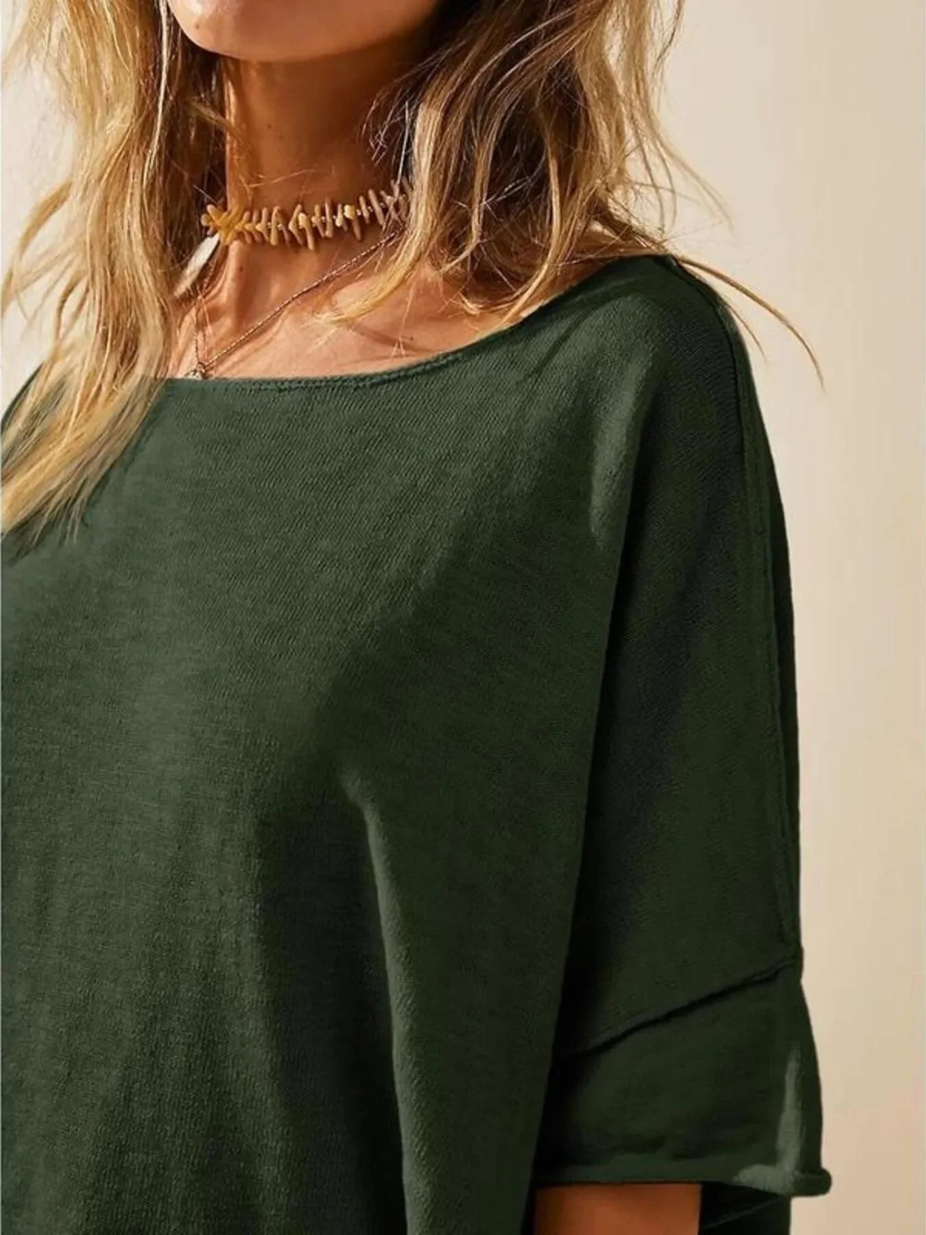 Oversized Round Neck Drop Shoulder Stretchy T Shirt - Southern Shores Clothing