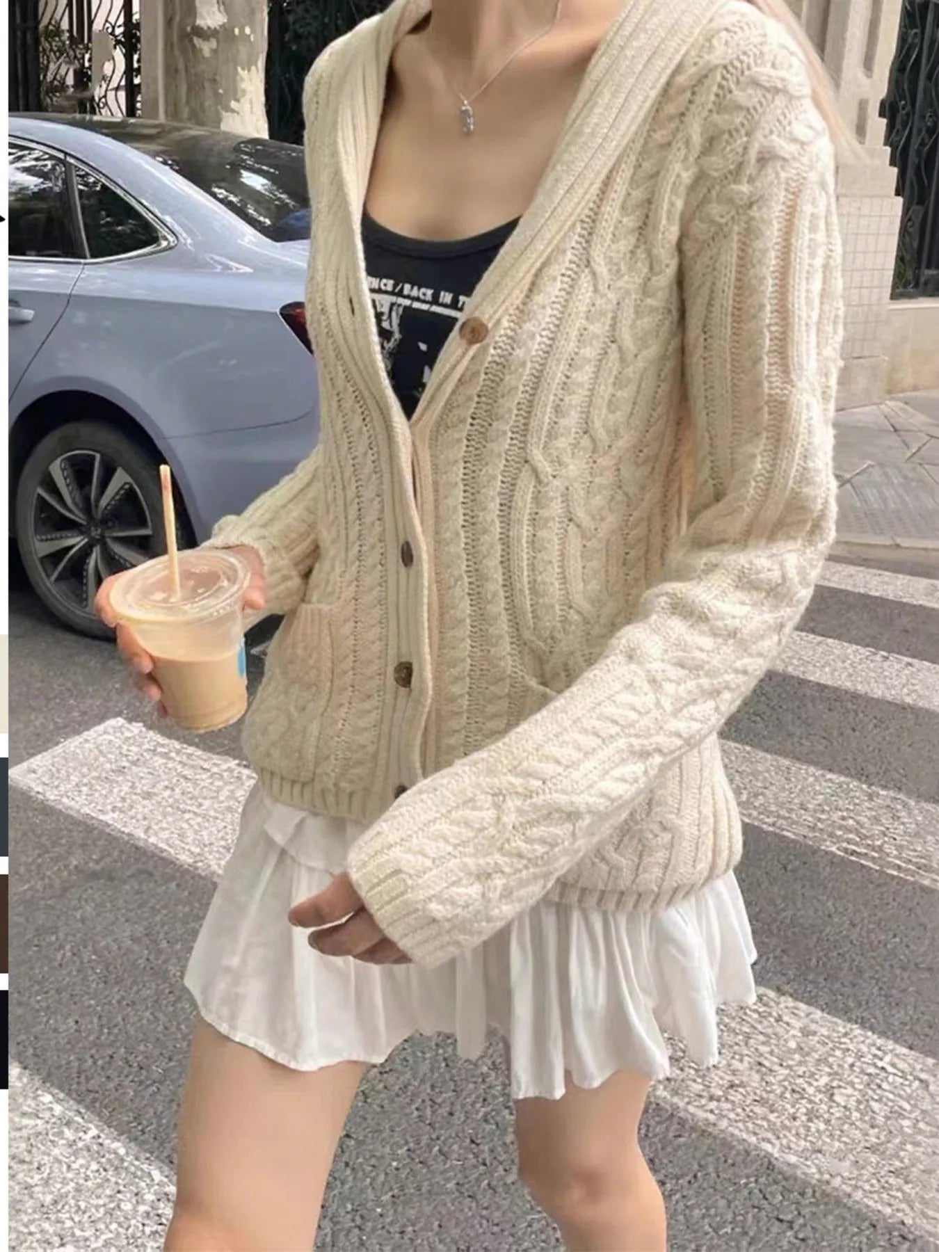 Cable Knit Button Up Cardigan