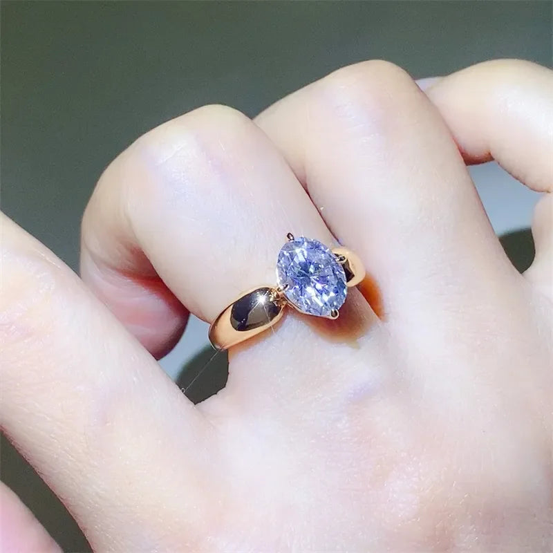2 Carat Moissanite Sterling Silver Ring 18K Gold Accent - Southern Shores Clothing
