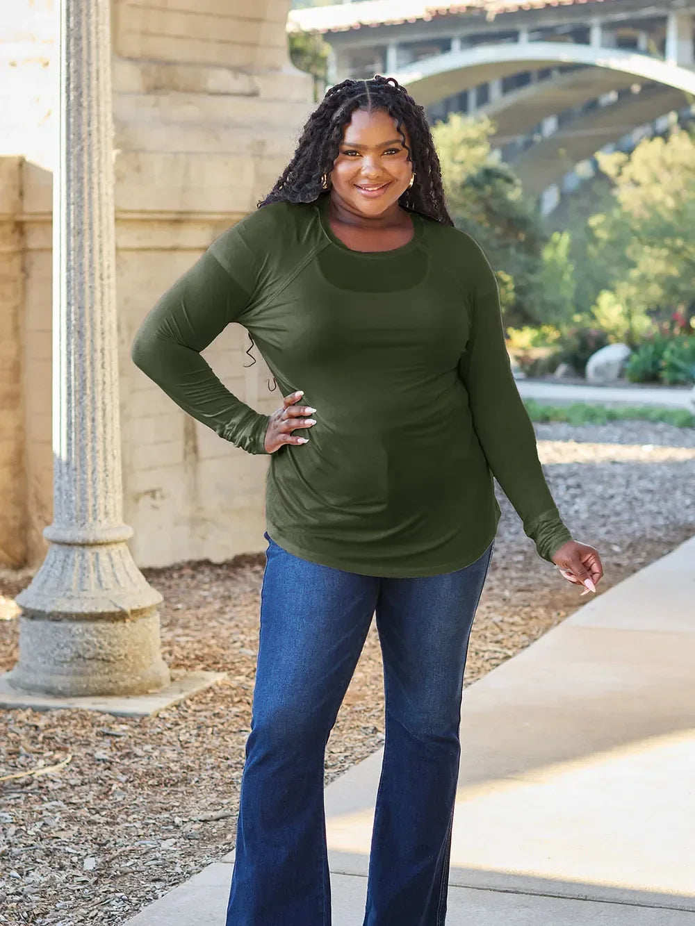Classic Round Neck Long Sleeve T Shirt Basic - Southern Shores Clothing