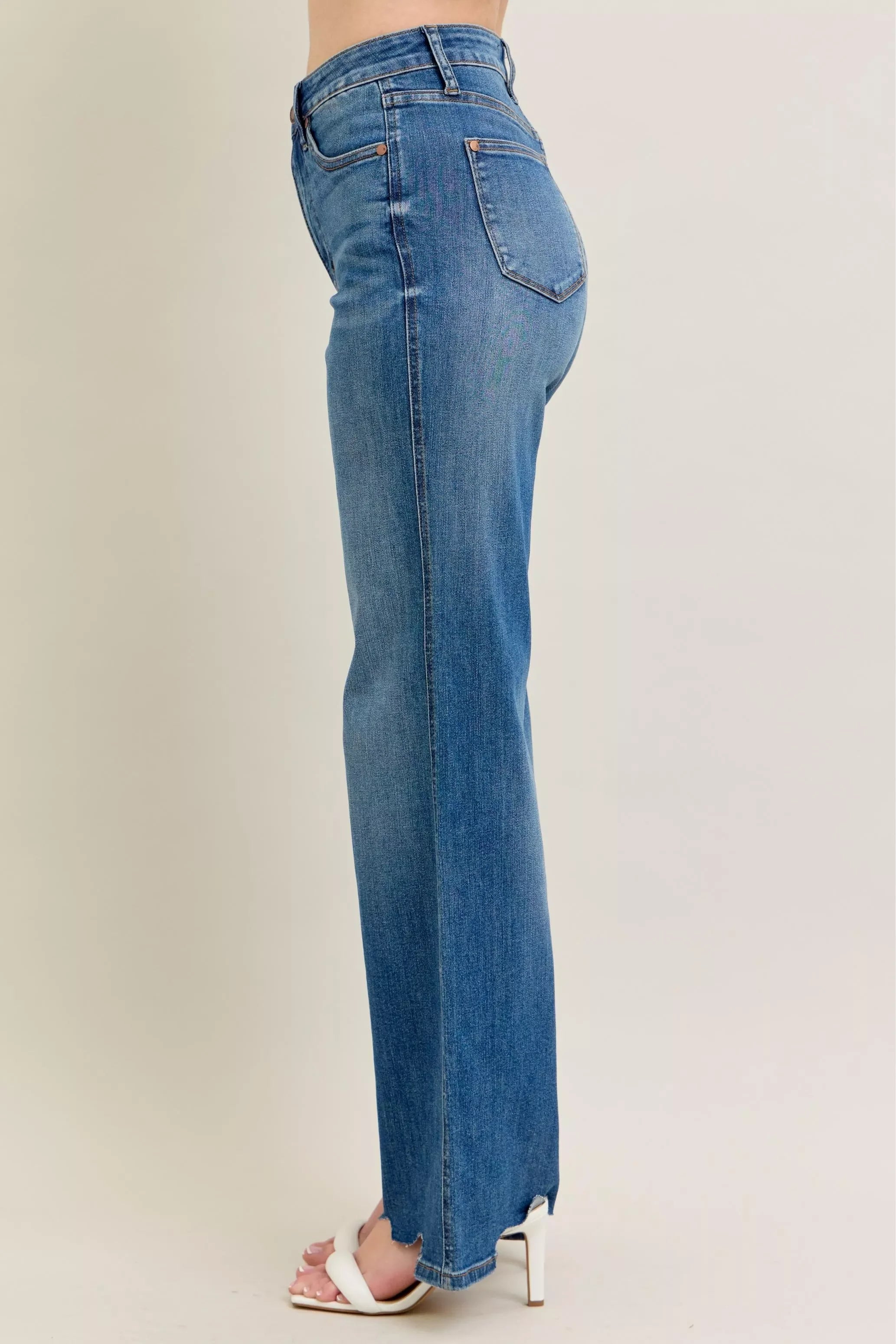 High Waist Tummy Control Wide Leg Jeans Plus Size Denim - Southern Shores Clothing