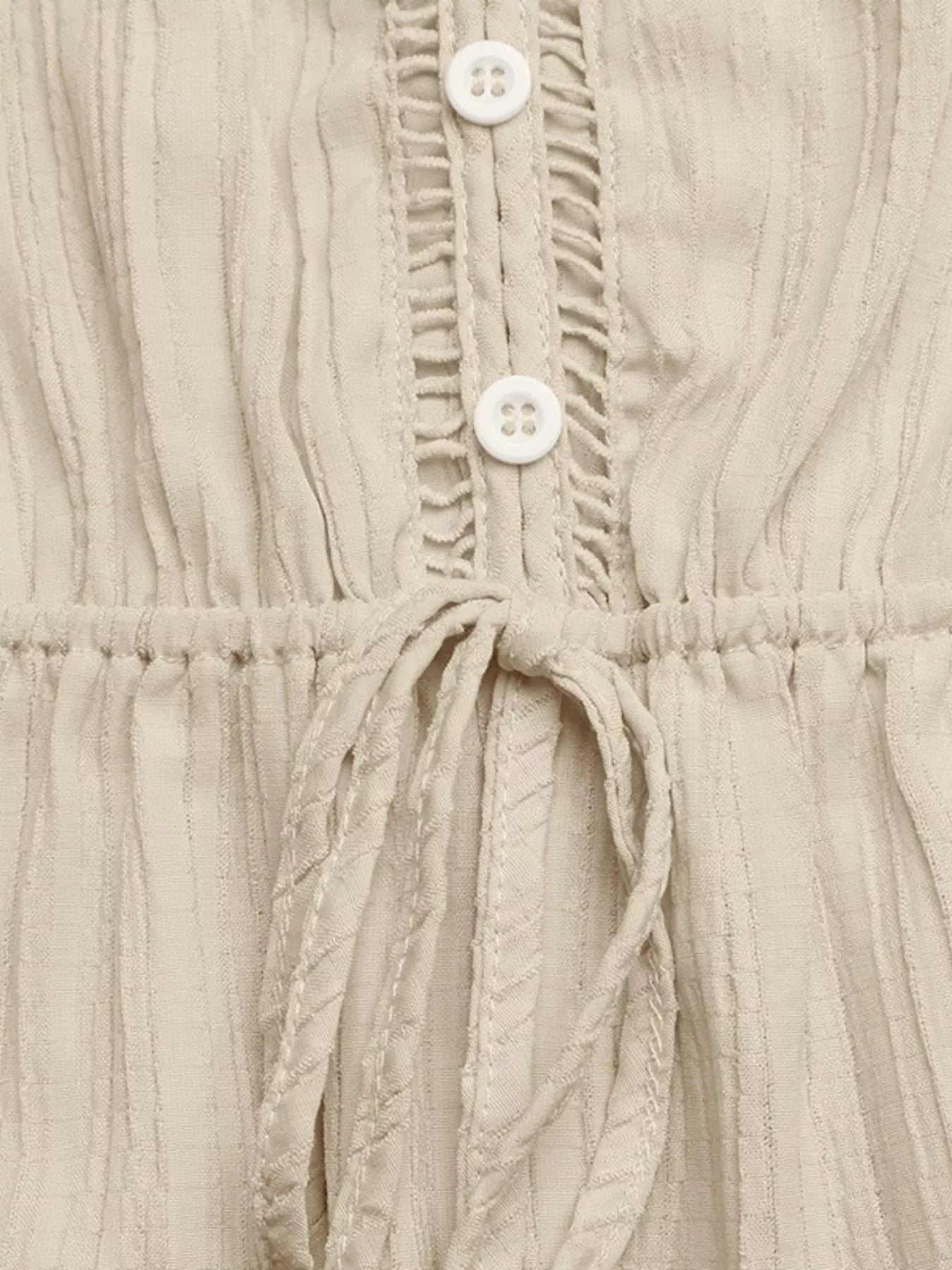 V-Neck Drawstring Waist Wide Leg Jumpsuit - Southern Shores Clothing