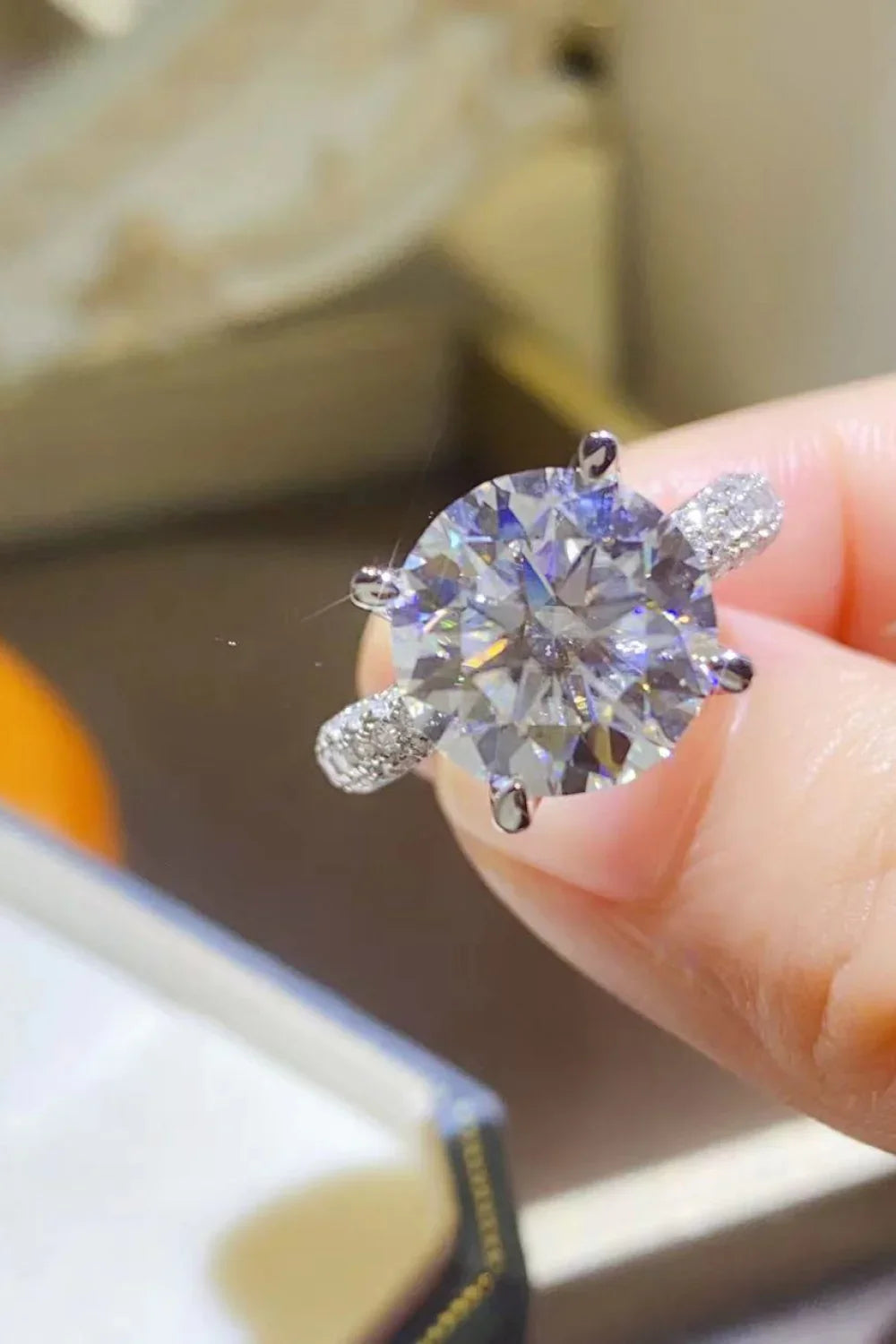 Moissanite Sterling Silver Ring With Crystal Brilliance - Southern Shores Clothing