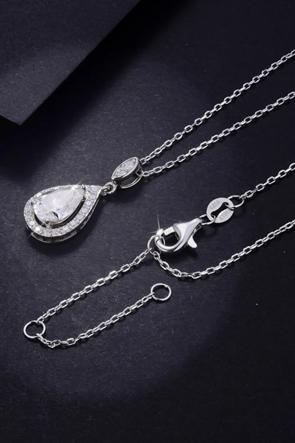 1.5 Carat Moissanite Teardrop Necklace Sterling Silver - Southern Shores Clothing