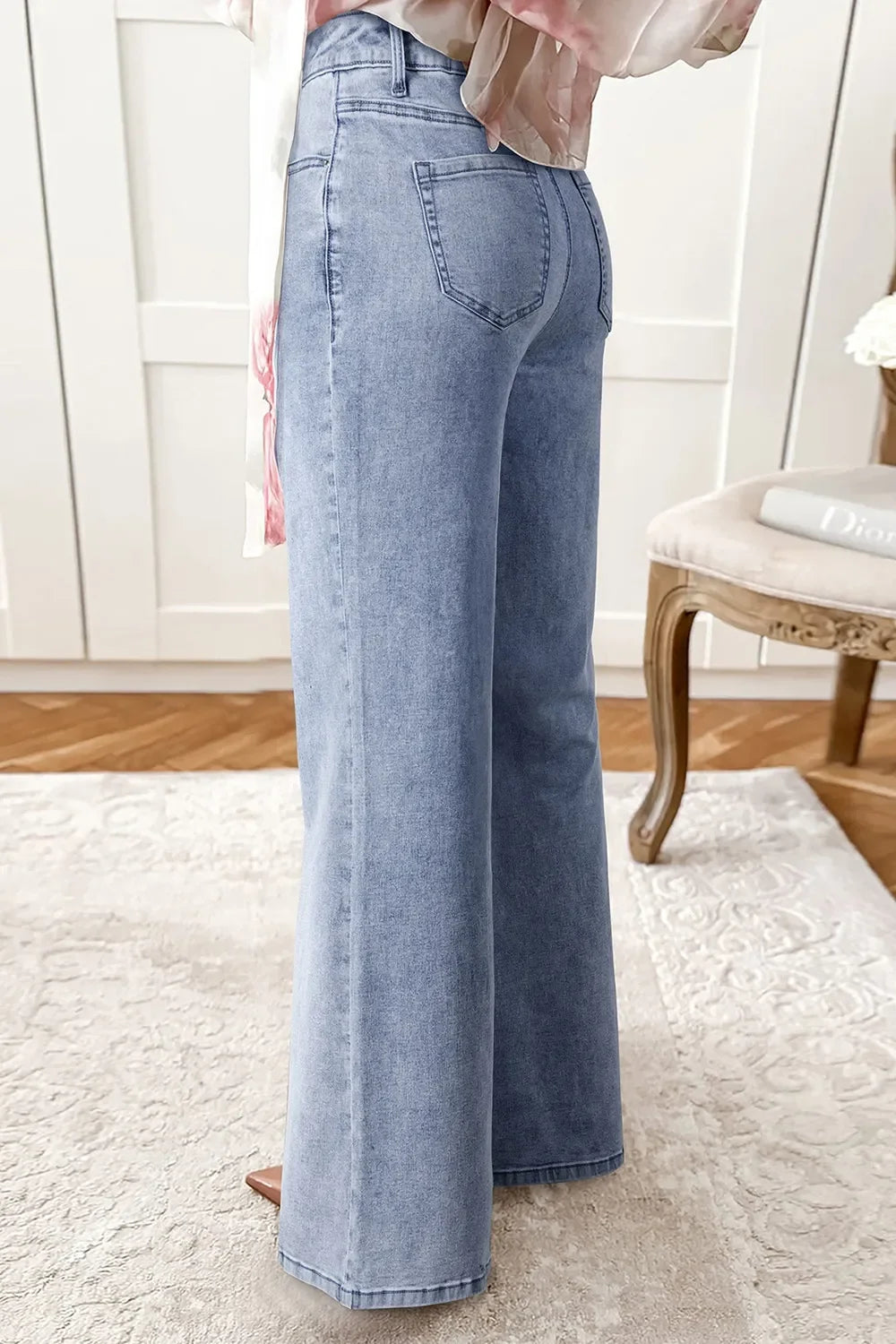 Coastal High-Waisted Wide Leg Flare Jeans With Stretch Denim - Southern Shores Clothing