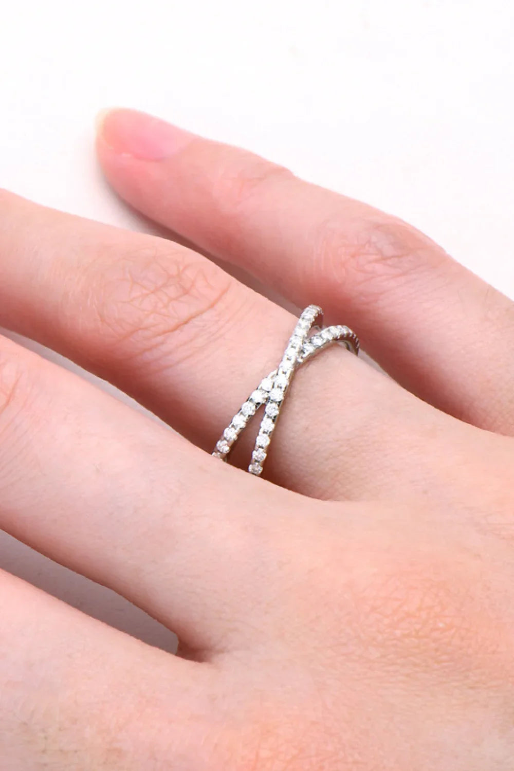 Moissanite Sterling Silver Crisscross Ring - Southern Shores Clothing