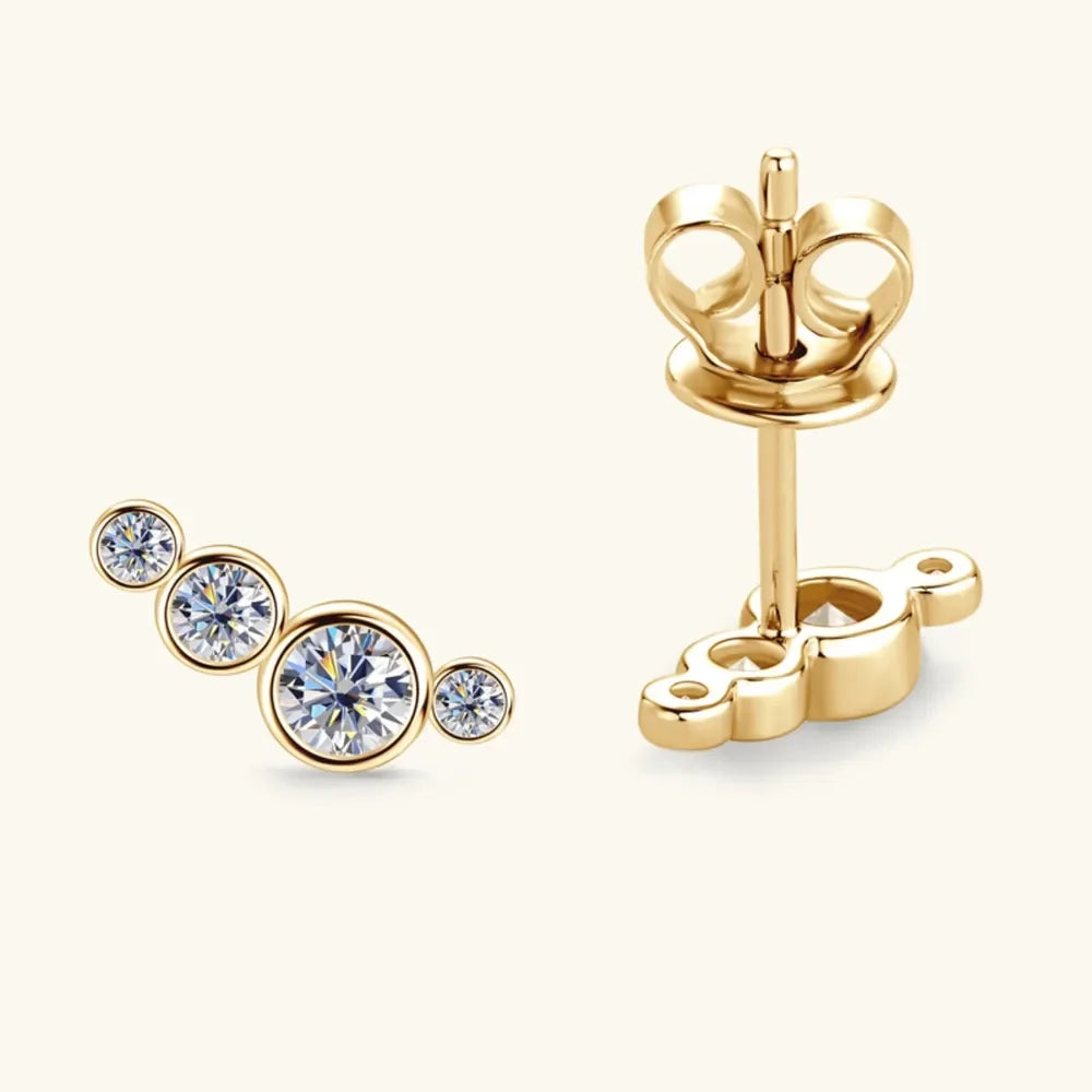 Sterling Silver Moissanite Stud Earrings - Southern Shores Clothing