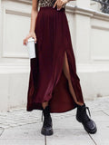 Palmetto Coast Elastic Waistband Maxi Skirt With High Slit - Southern Shores Clothing