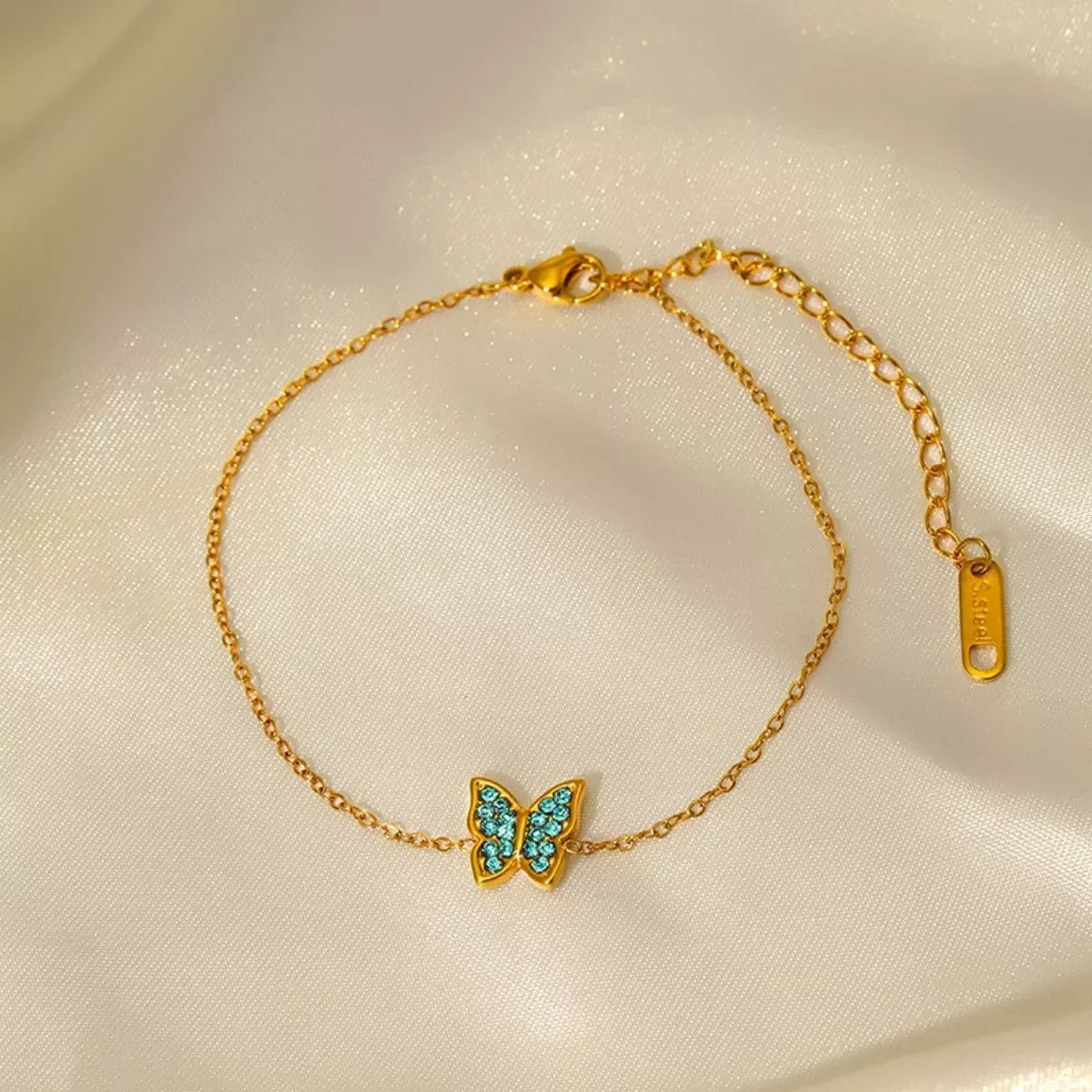 18K Gold-Plated Turquoise Zircon Butterfly Bracelet - Southern Shores Clothing