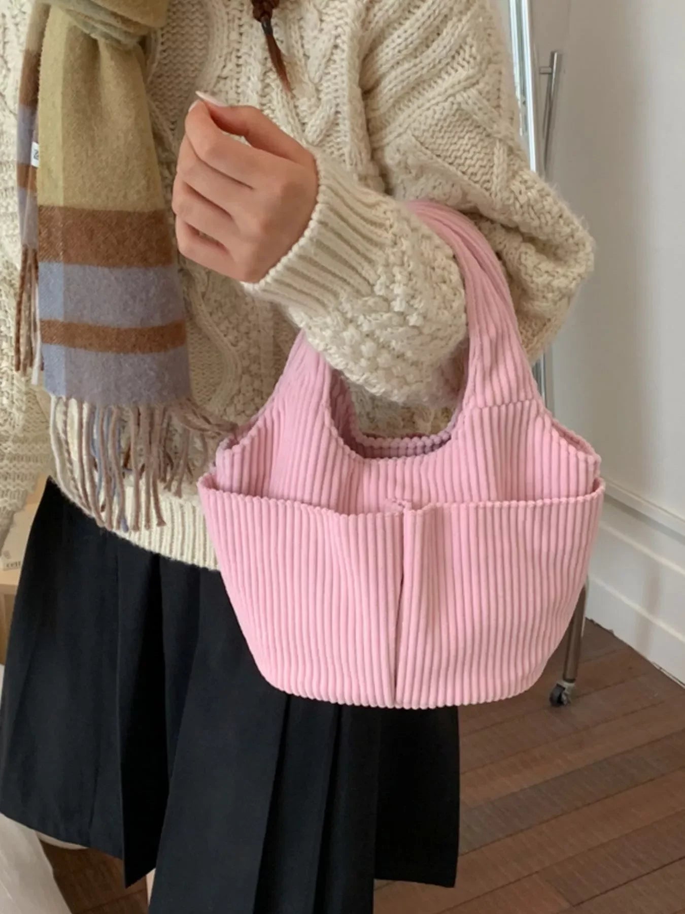 Corduroy Handbag With Classic Silhouette - Southern Shores Clothing